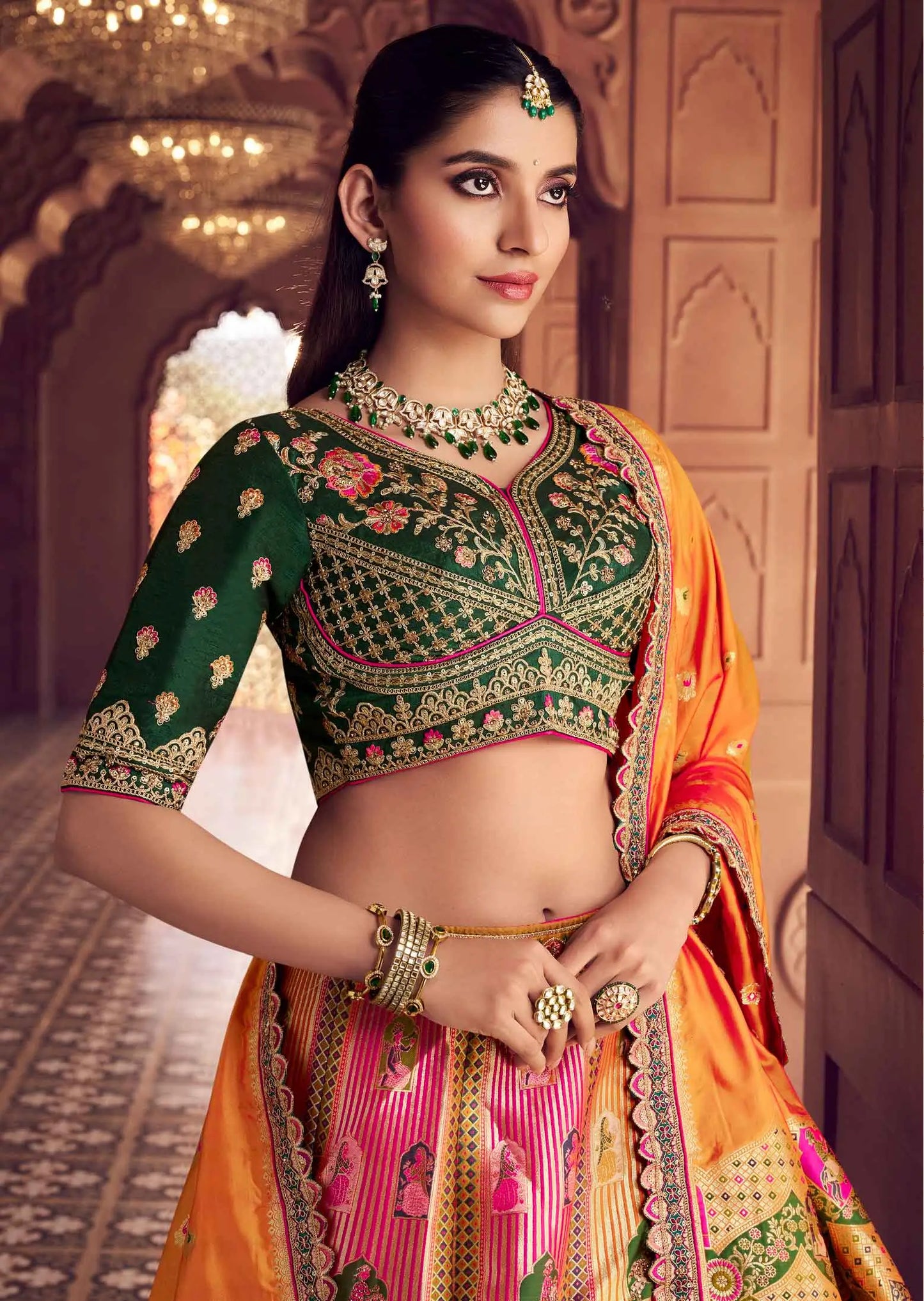 Awesome Premium Banarasi Silk Embroidery Lehenga