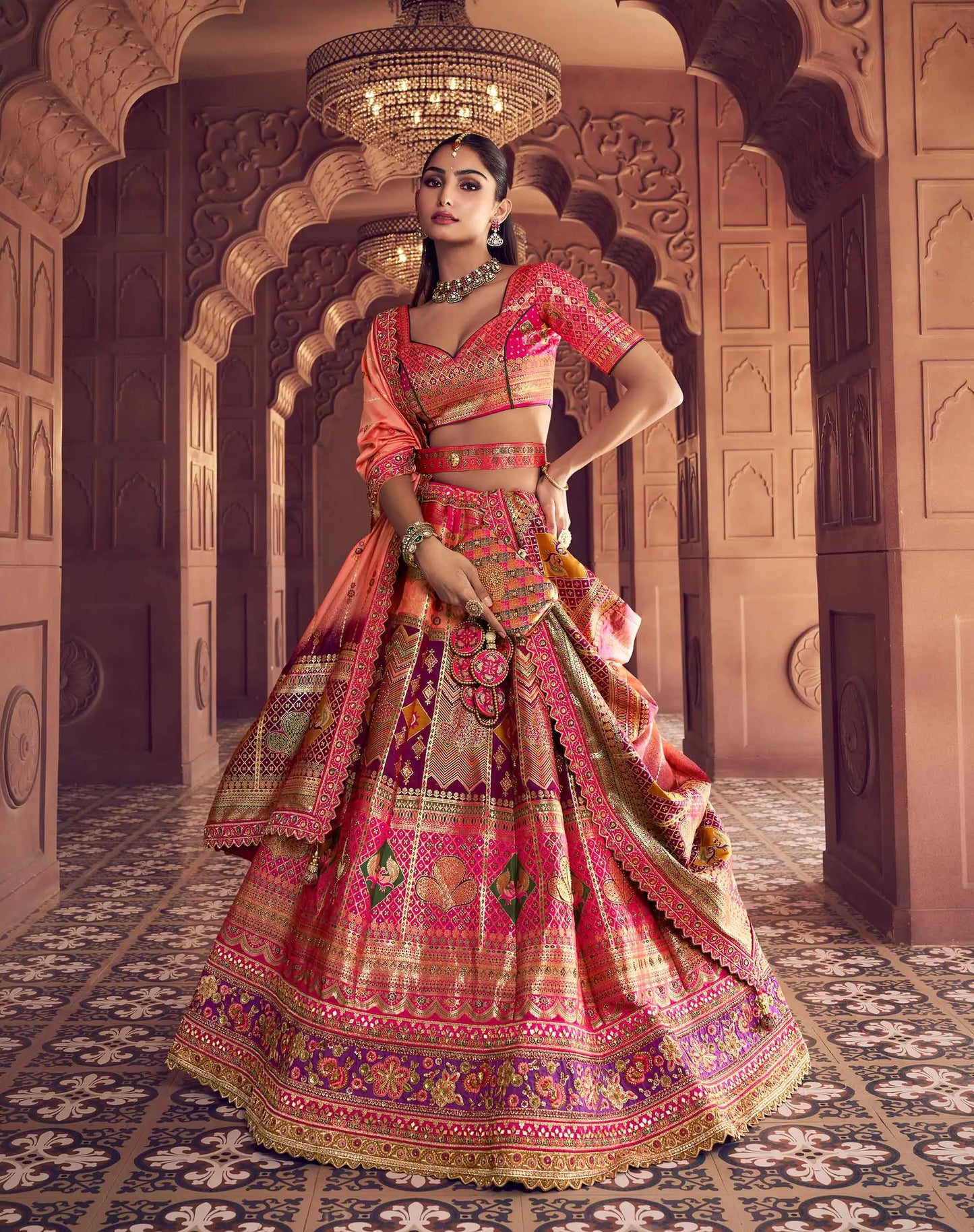 Designer Banarasi Premium Silk Embroidery Lehenga