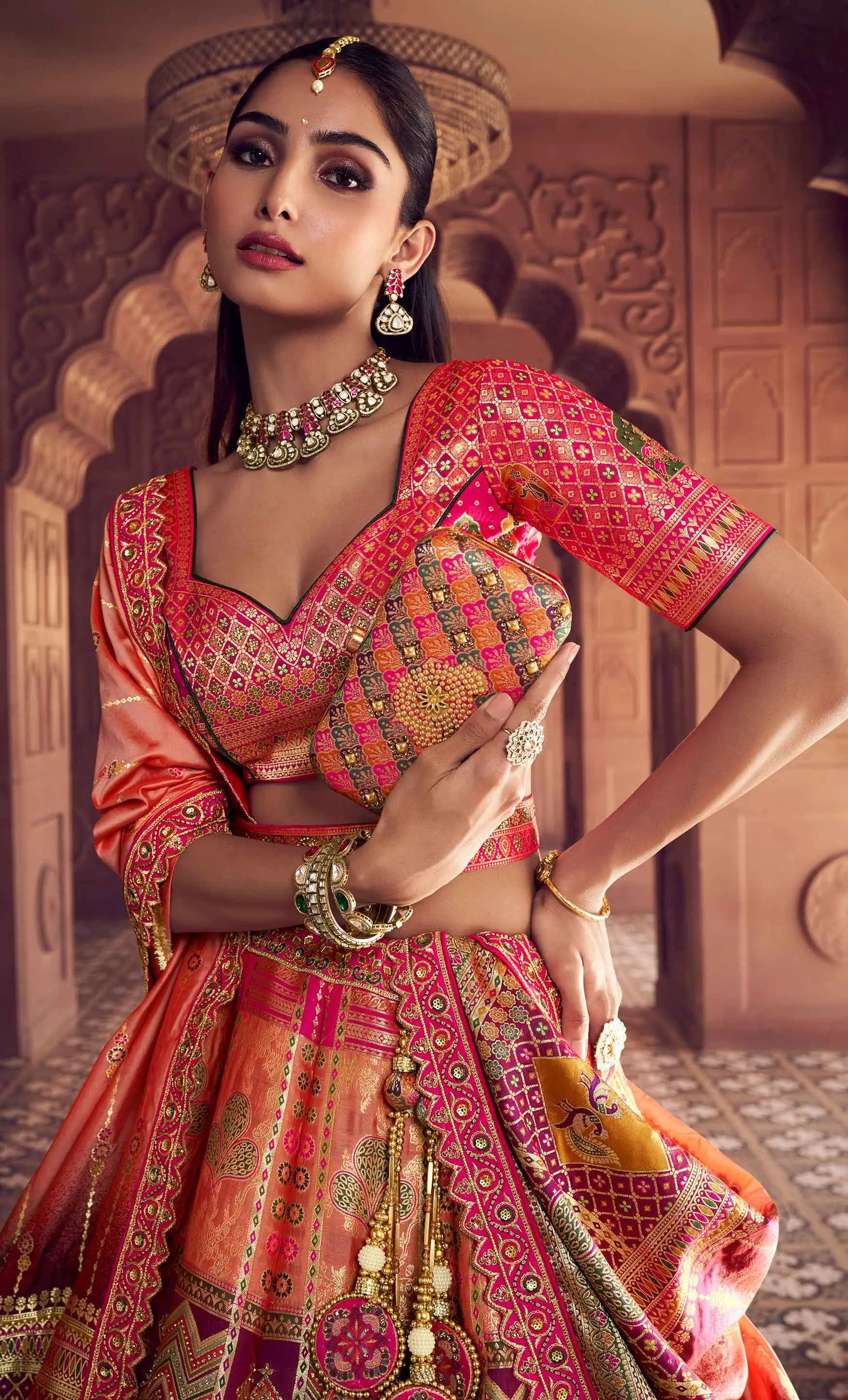 Designer Banarasi Premium Silk Embroidery Lehenga