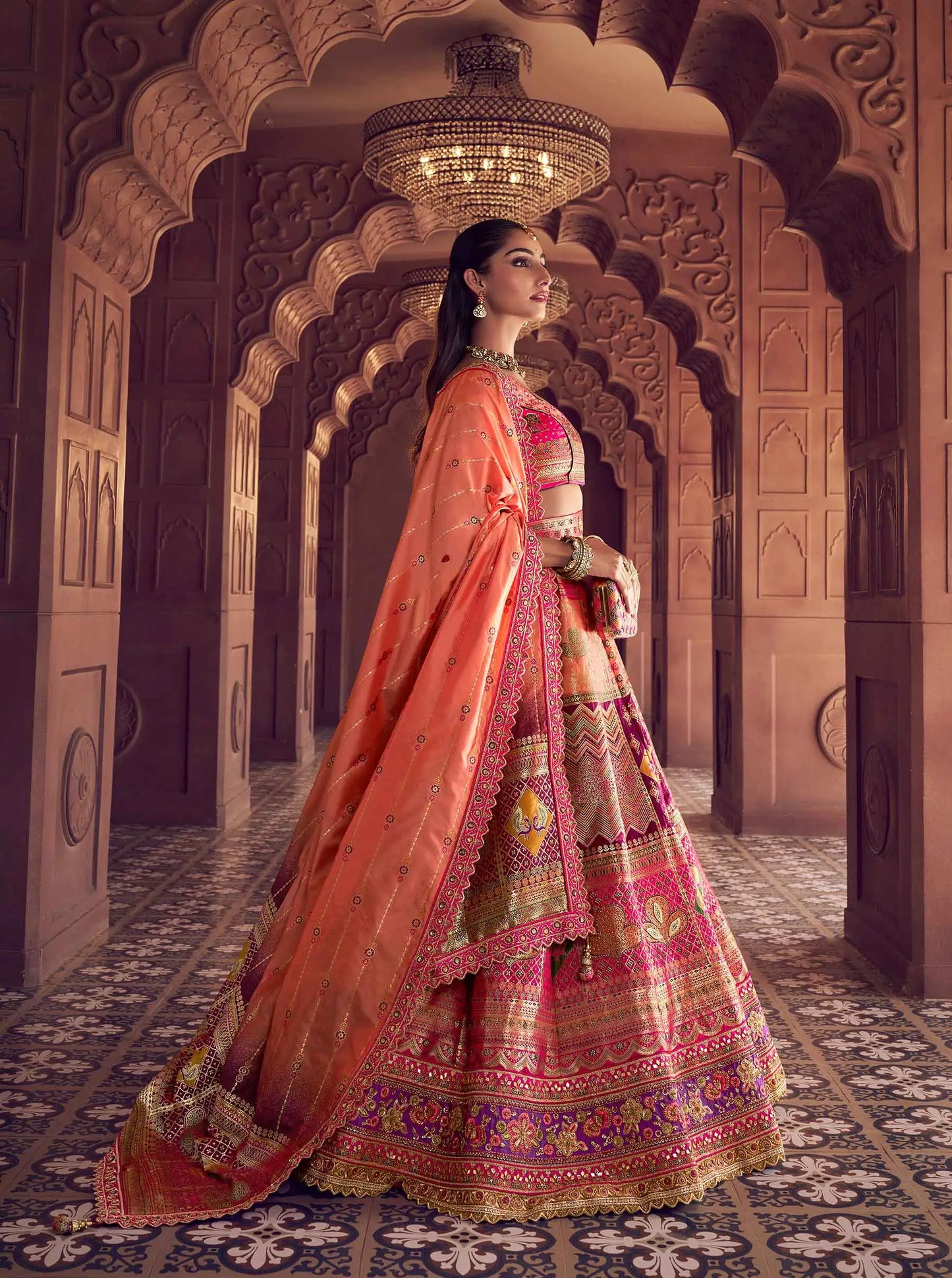 Designer Banarasi Premium Silk Embroidery Lehenga