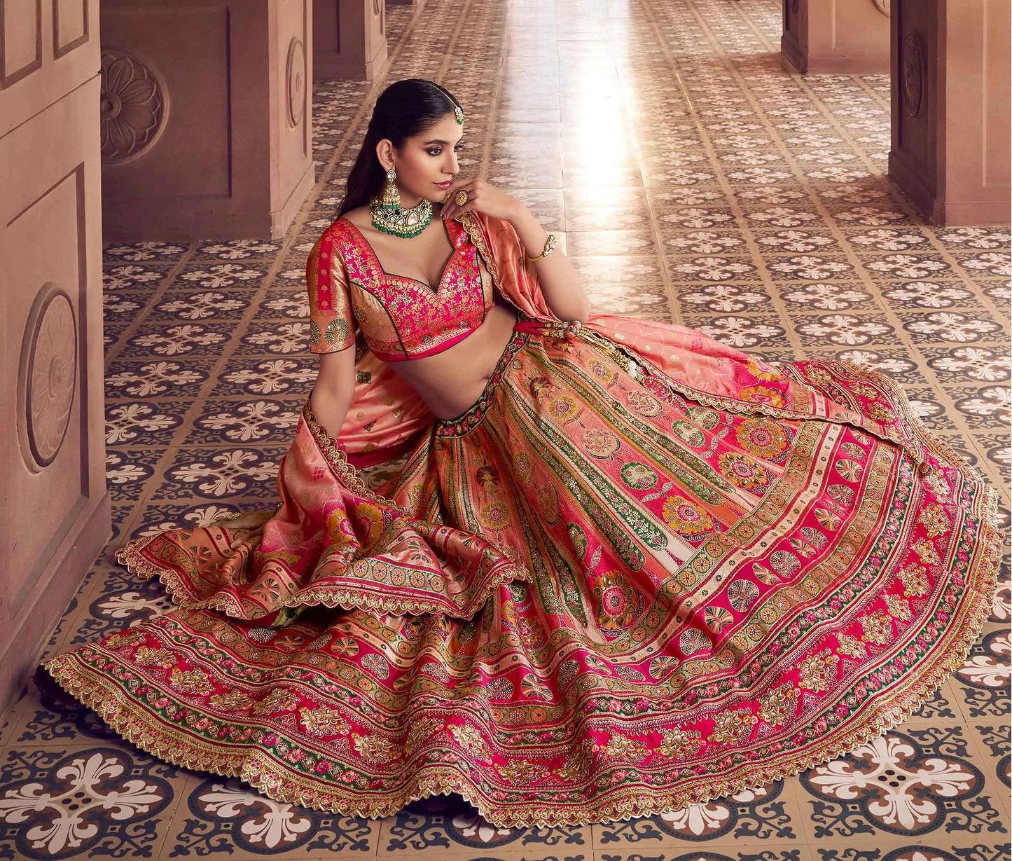 Trendy Banarasi Premium Silk Embroidery Lehenga