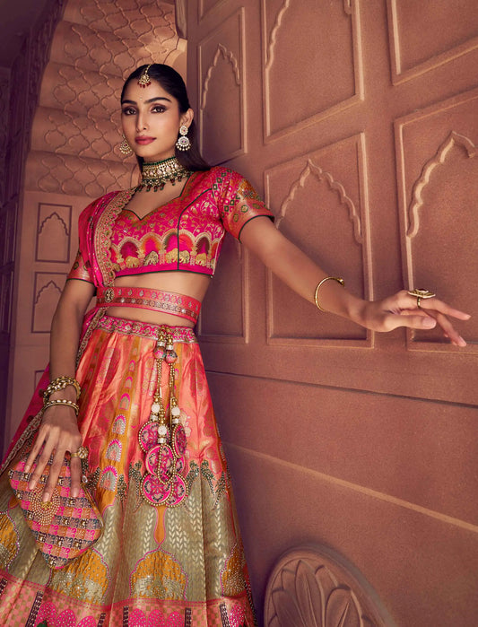 Designer Premium Silk Banarasi Embroidery Lehenga