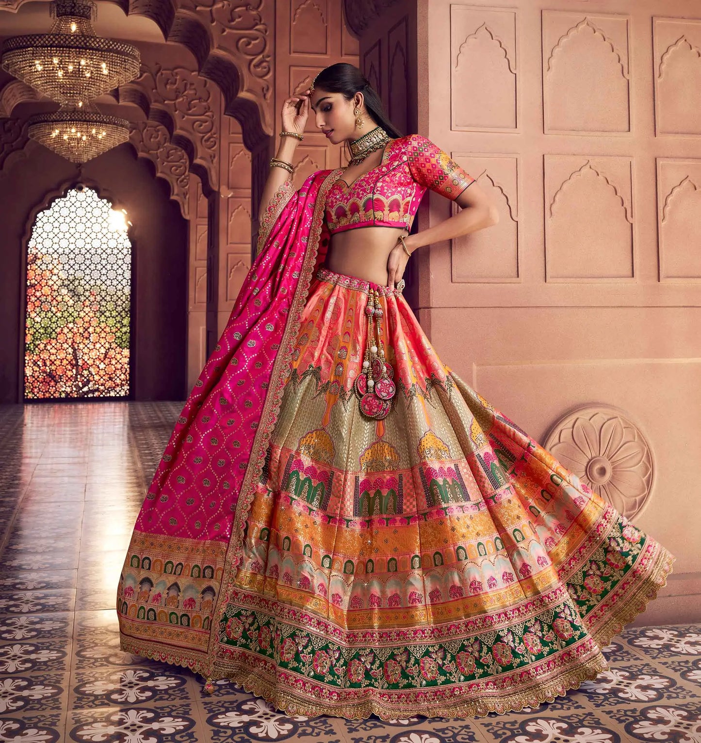 Designer Premium Silk Banarasi Embroidery Lehenga