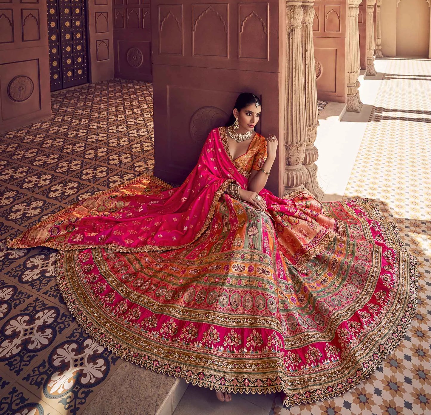 Trendy Premium Banarasi Silk Embroidery Lehenga