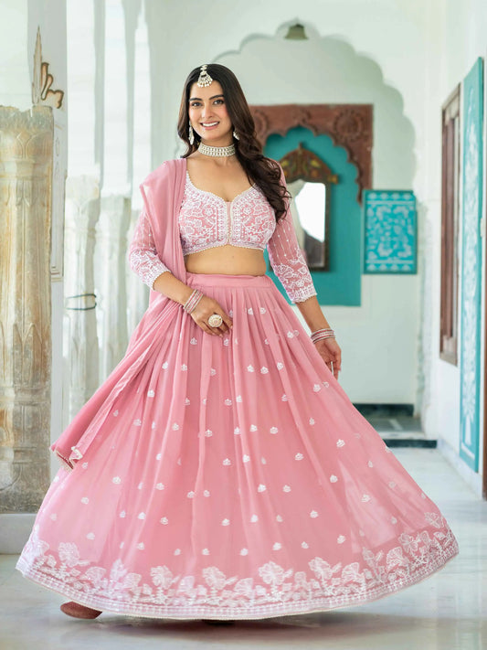 Light Pink Embroidered Lehenga Choli