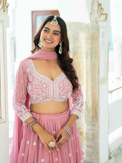 Light Pink Embroidered Lehenga Choli