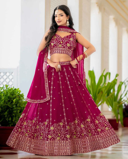Rani Pink Embroidered Lehenga Choli