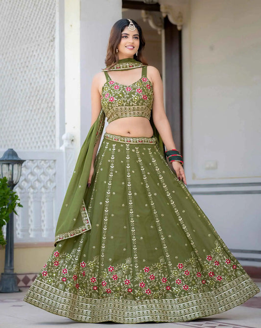 Perrot Embroidery Work Lehenga Choli
