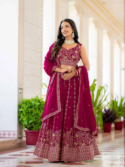 Rani Pink Embroidered Lehenga Choli