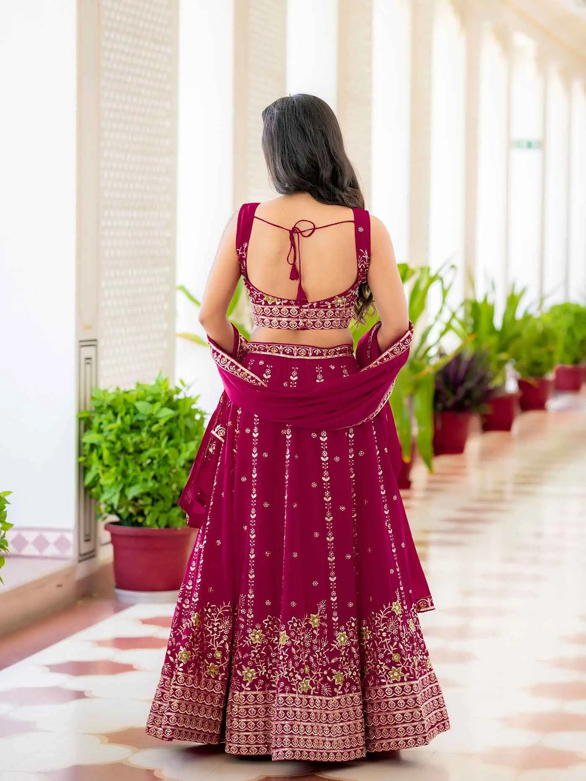 Rani Pink Embroidered Lehenga Choli