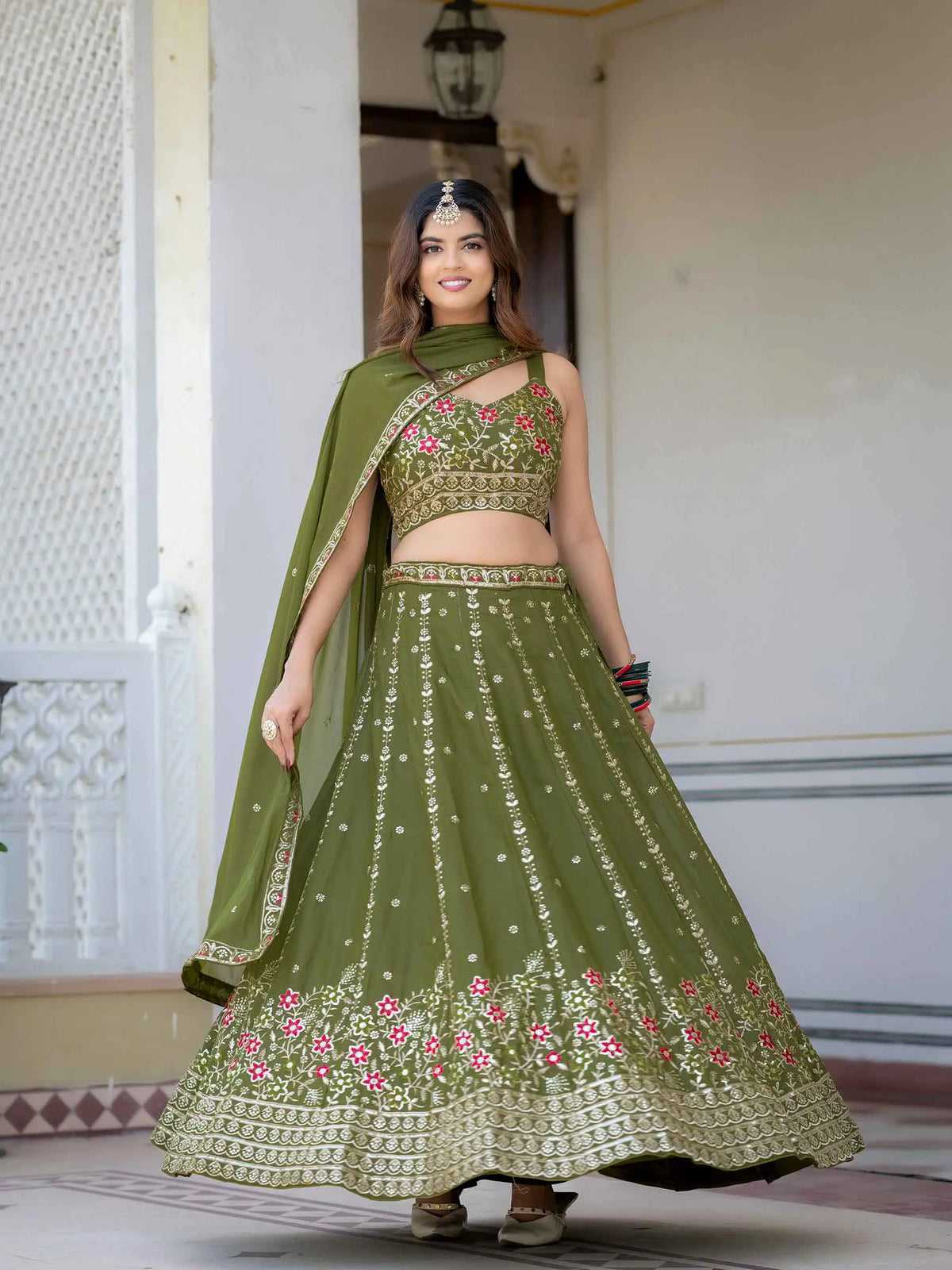 Perrot Embroidery Work Lehenga Choli