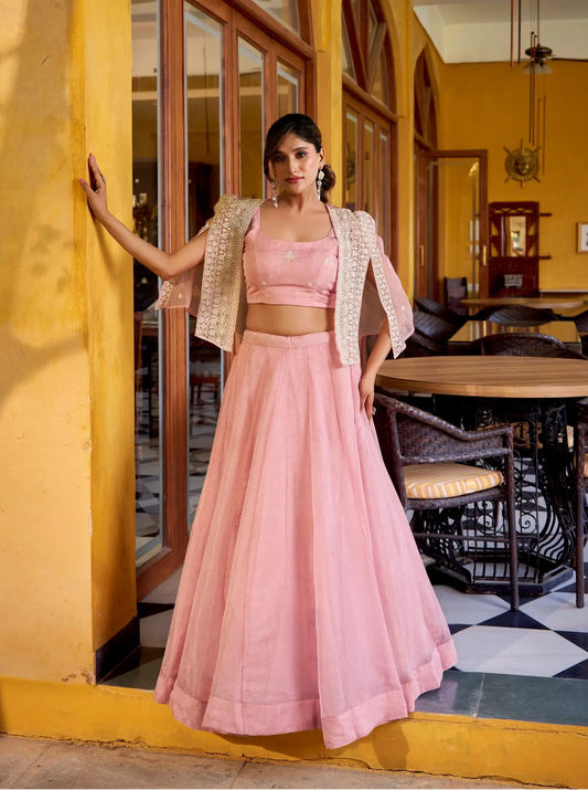 Pastel Pink Allnen Crush Indo-Western Set