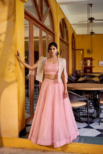 Pastel Pink Allnen Crush Indo-Western Set