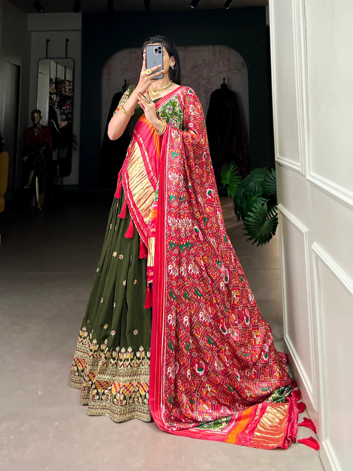 Forest Green Georgette Embroidery Lehenga Choli