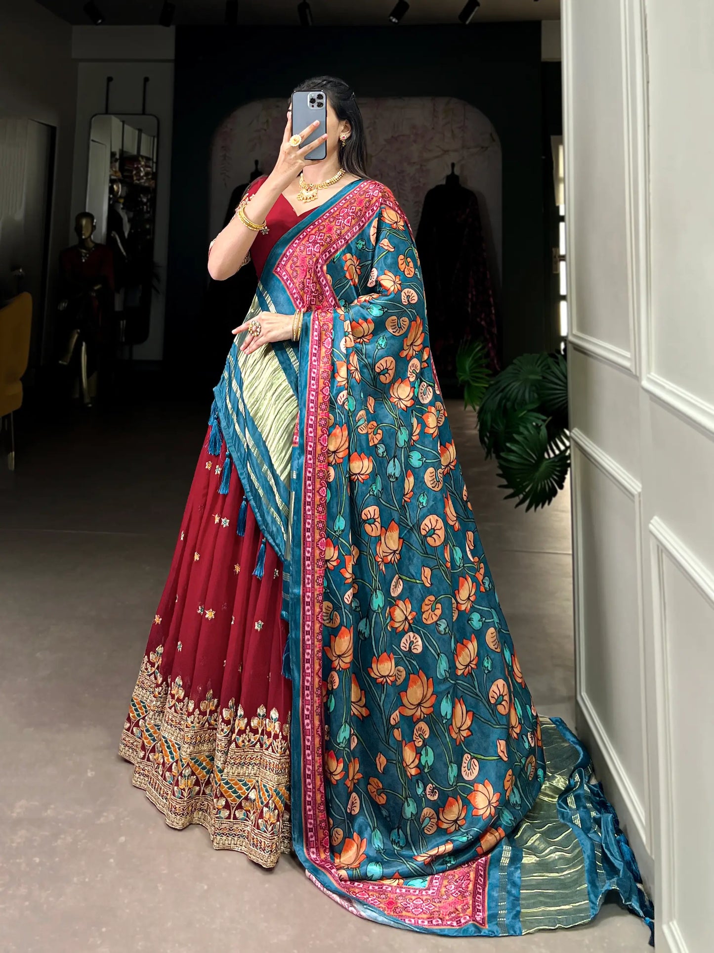 Maroon Georgette Embroidery Lehenga Choli