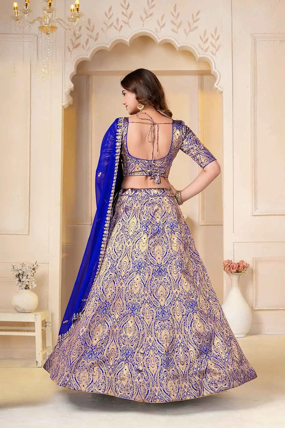 Blue Jecquard Work Designer Lehenga Choli