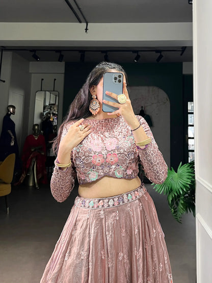 Onion Pink Fendi Embroidered Indo Western Set