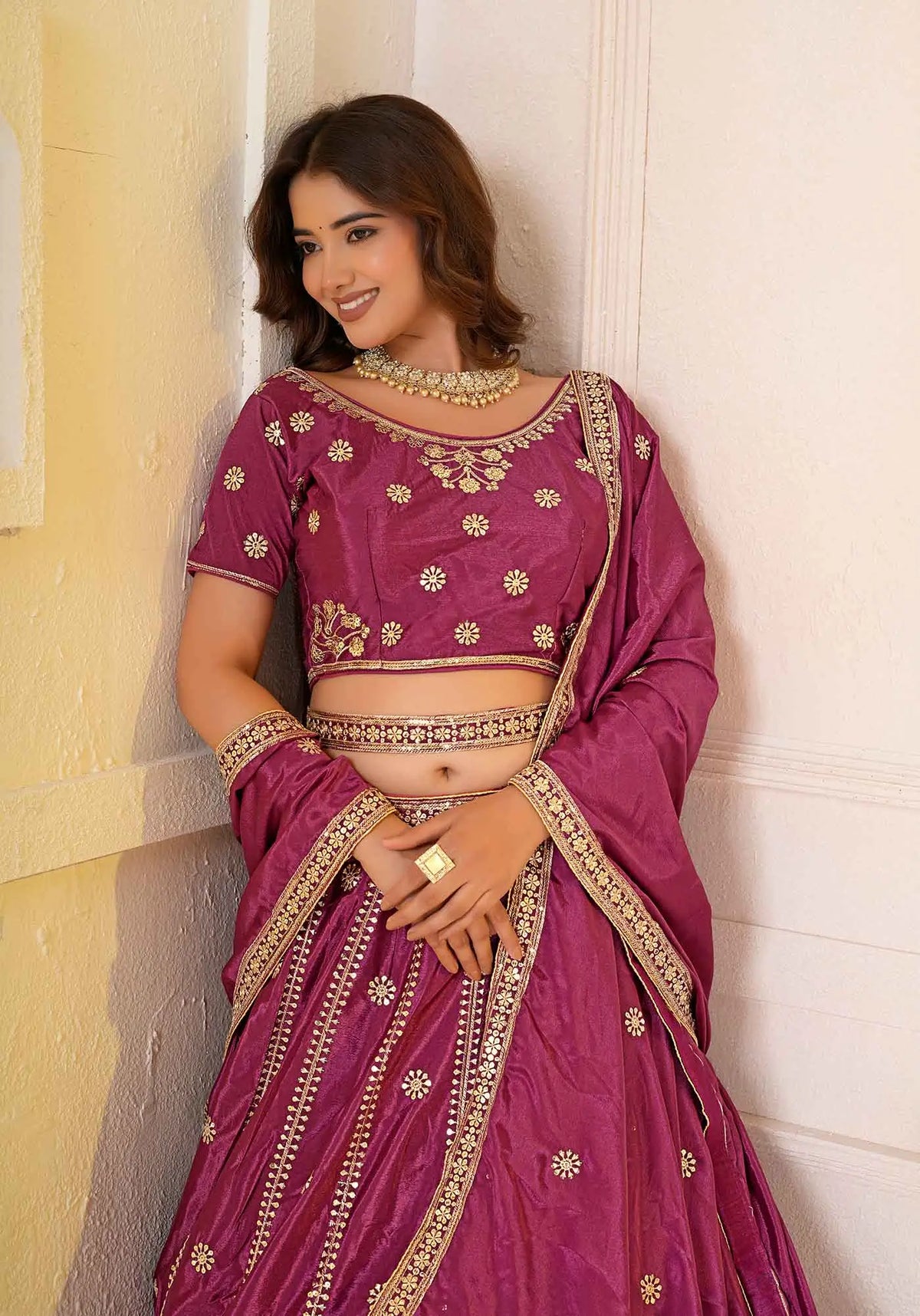 Regal Pink Sequins Embroidery Lehenga Choli