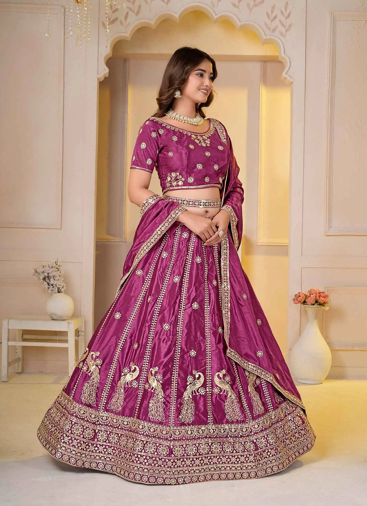 Regal Pink Sequins Embroidery Lehenga Choli