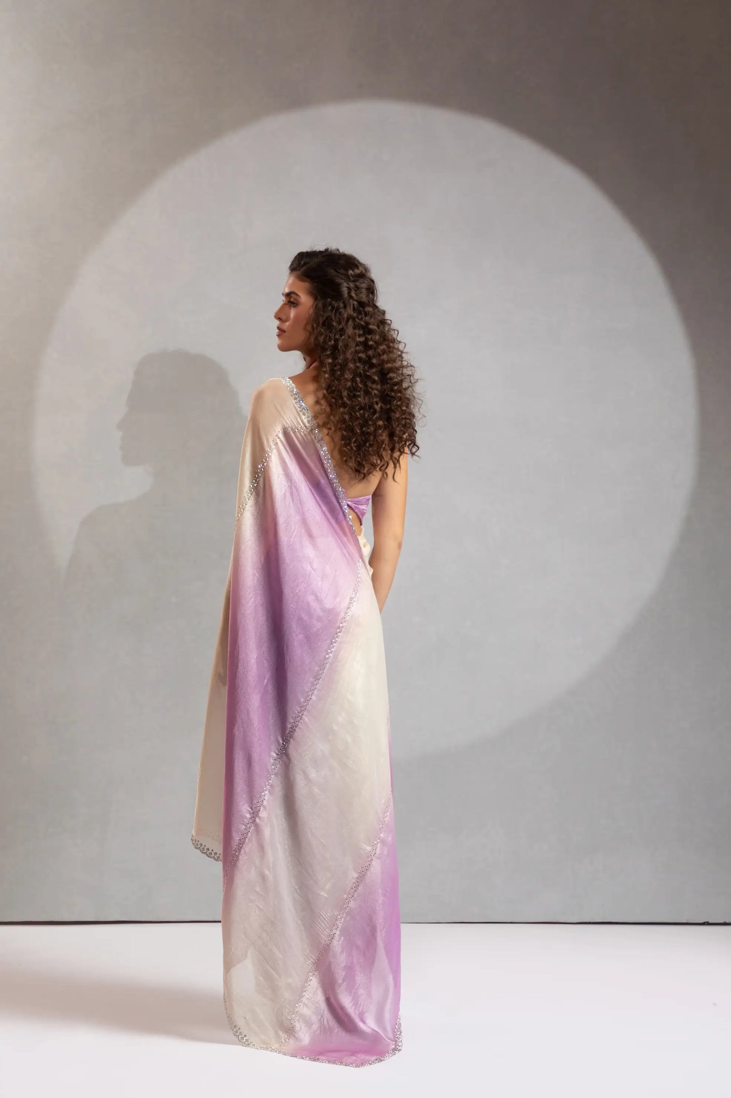 Dusty Purple-Ivory Satin Silk Jarkan Hand Work Saree