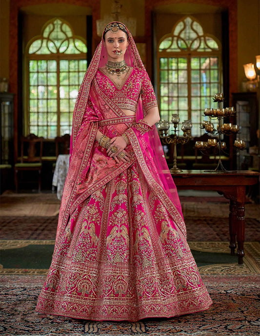 Designer Pink Lehenga With Embroidery & Pearl Accents