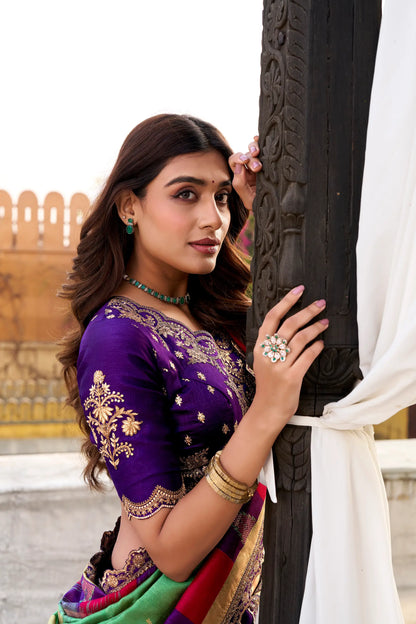 Iris Purple Vichitra Silk Embroidery Lehenga Choli