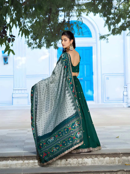 Deep Green Embroidery Lehenga Choli