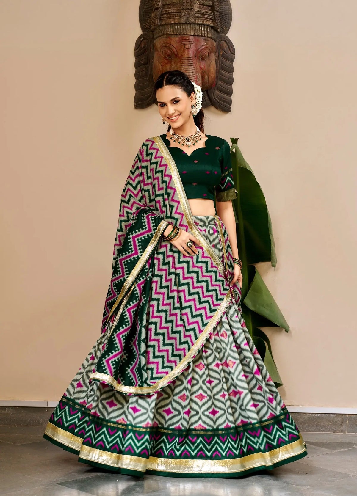 Green Pooja Wear Traditional Lehenga Choli
