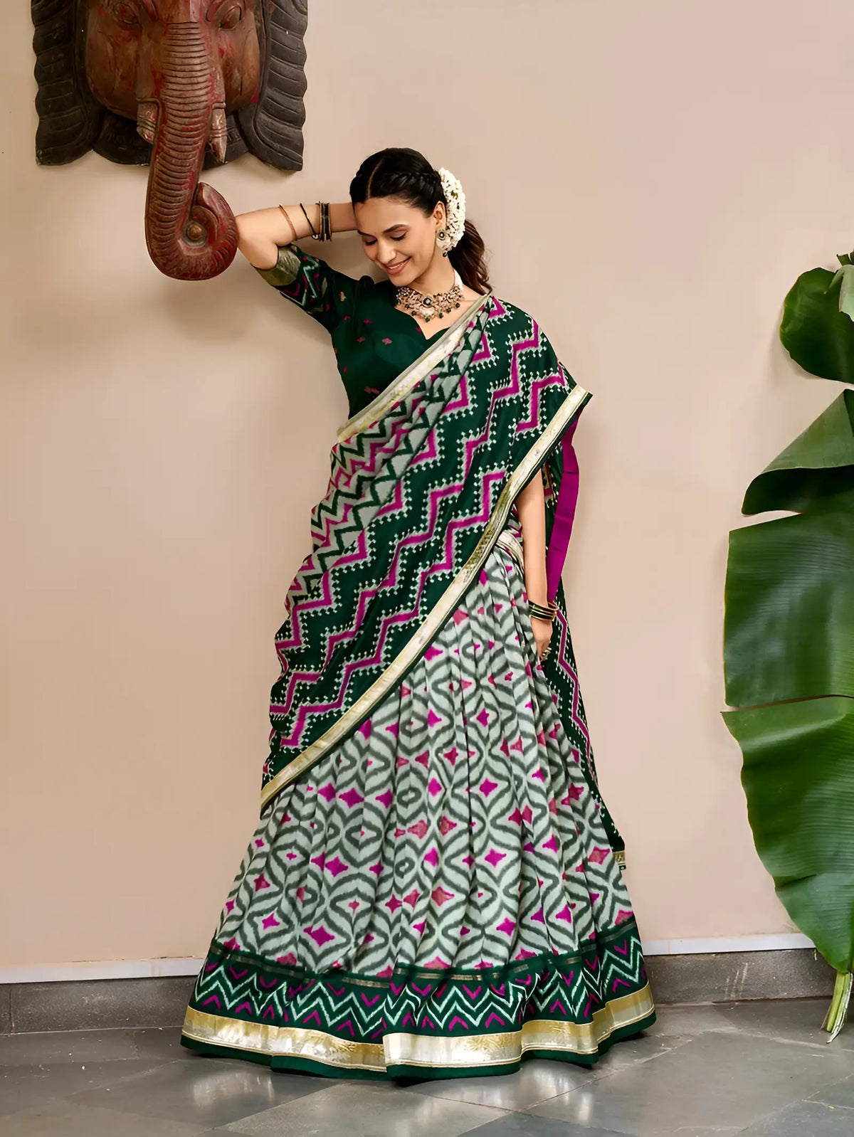 Green Pooja Wear Traditional Lehenga Choli