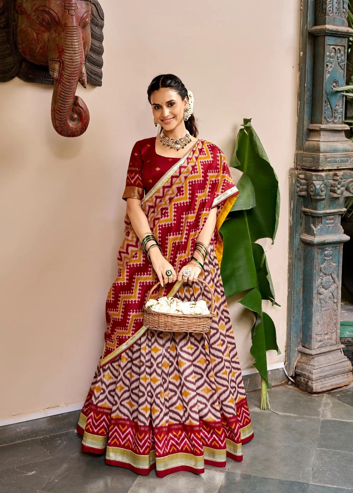 Maroon Pooja Wear Traditional Lehenga Choli