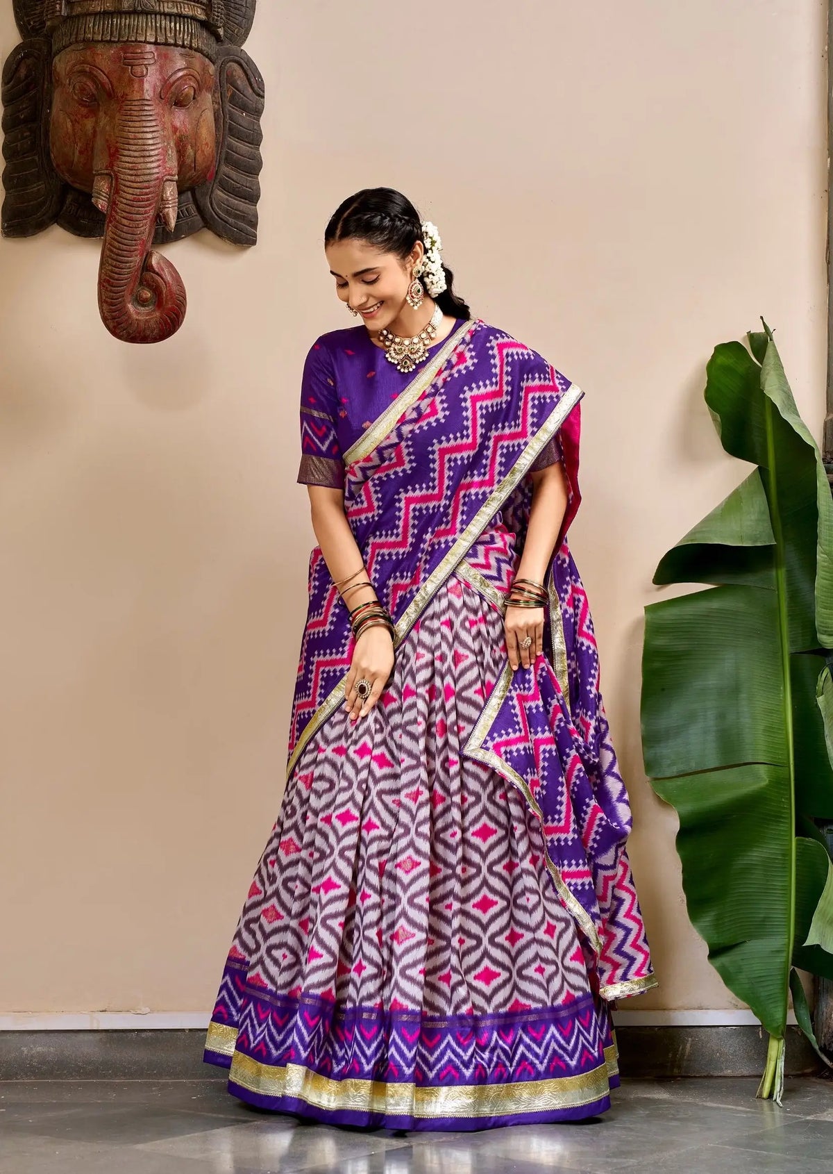 Purple Pooja Wear Traditional Lehenga Choli