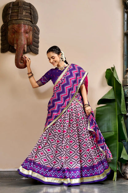 Purple Pooja Wear Traditional Lehenga Choli