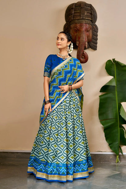 Sea Blue Pooja Wear Traditional Lehenga Choli