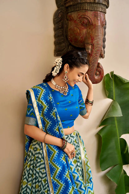 Sea Blue Pooja Wear Traditional Lehenga Choli