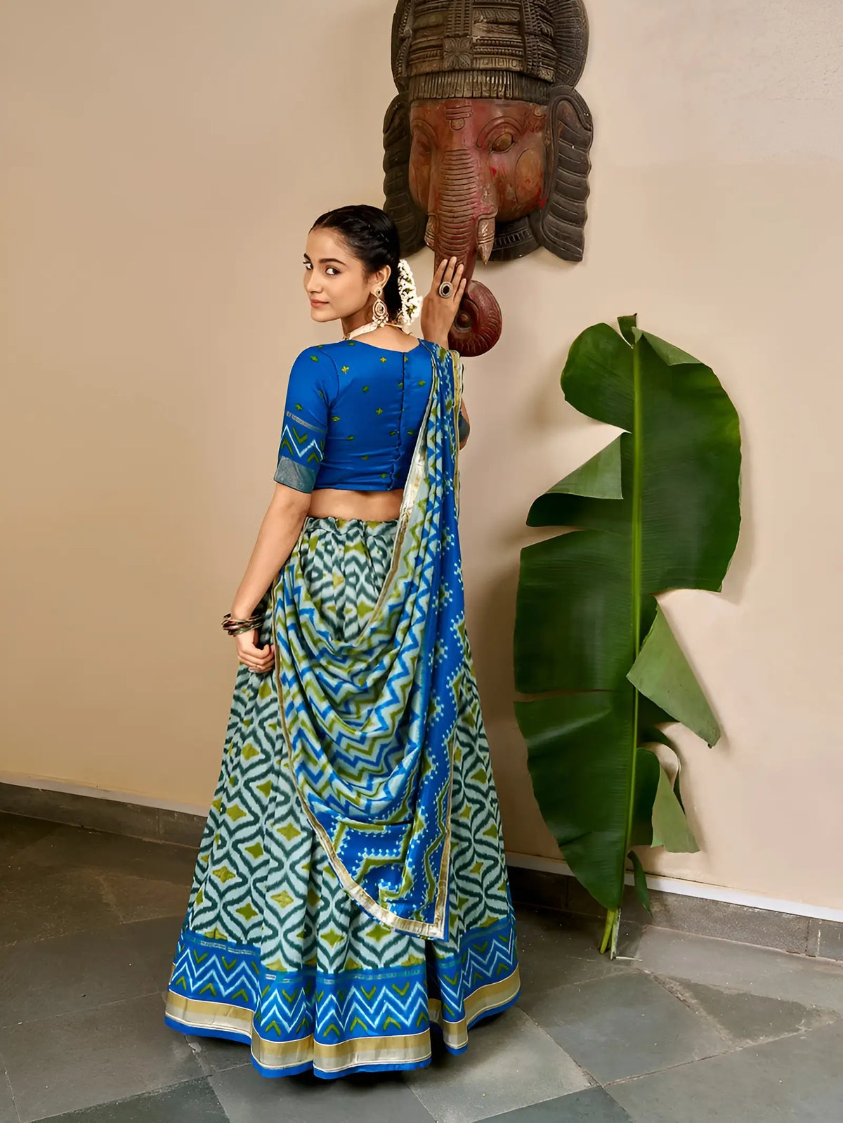 Sea Blue Pooja Wear Traditional Lehenga Choli