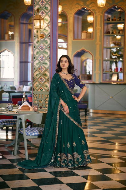 Peacock Green Embroidered Lehenga Choli