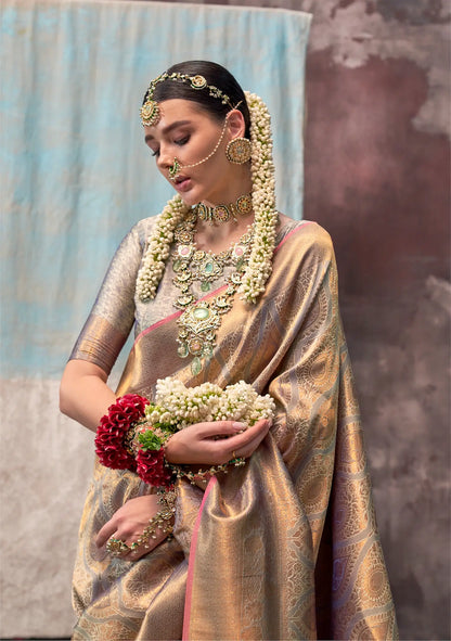 Slate Grey Two Tone Silk Saree