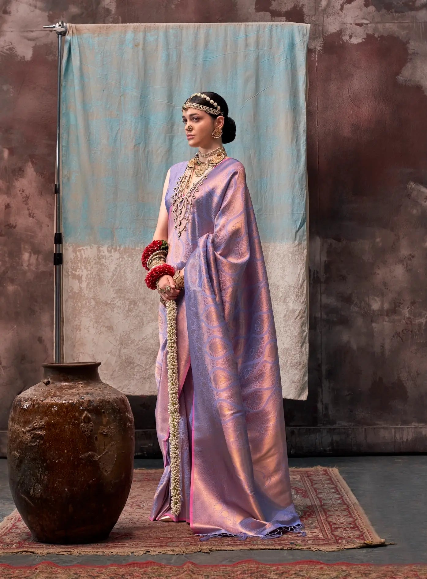 Lavender Two Tone Silk Saree
