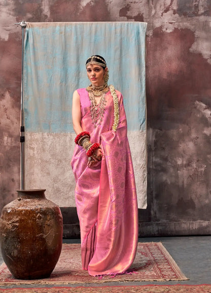Tulip Pink Two Tone Silk Saree