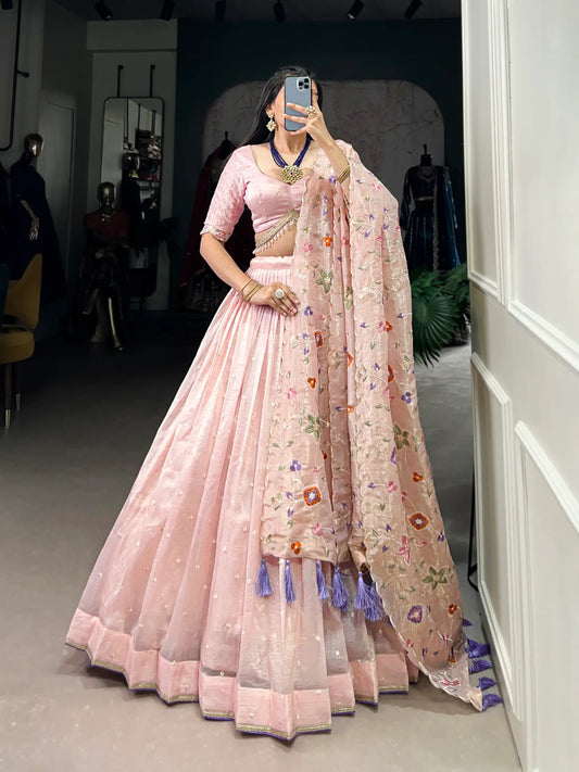 Pastel Pink Crush Sequence Embroidery Lehenga Choli