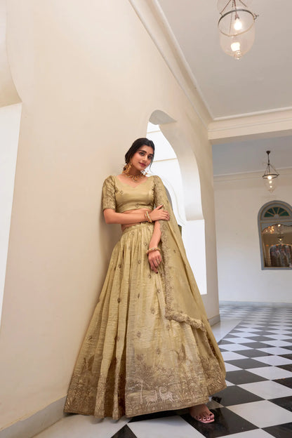 Off White Crush Sequence Embroidery Lehenga Choli