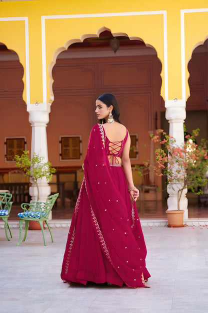 Hot Pink Embroidered Lehenga Choli