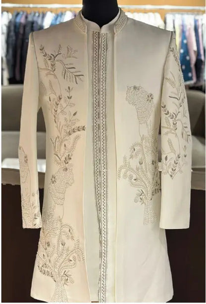 Cream Embroidery Bead Work 3 PCS Set