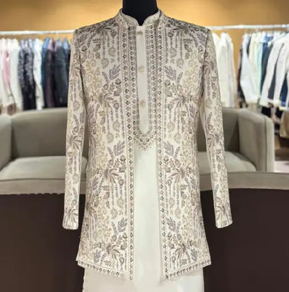 White Wedding 3 PCS Set With Embroidery Work