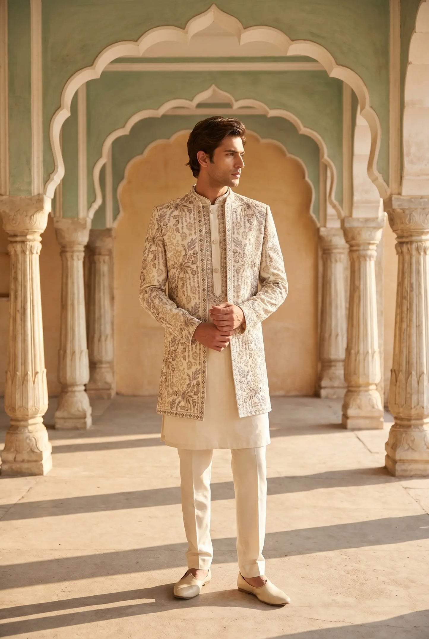 White Wedding 3 PCS Set With Embroidery Work