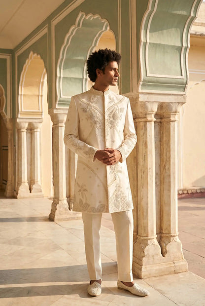 Cream Groom 3 PCS Set Embroidery Bead Work