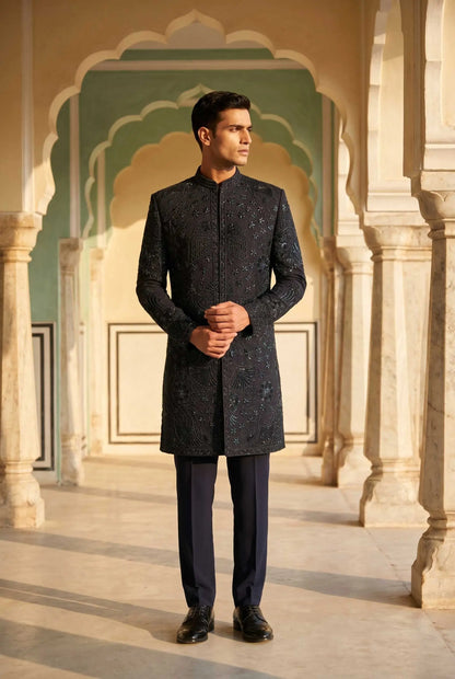 Designer Black Bead Work 3 PCS Set For Groom