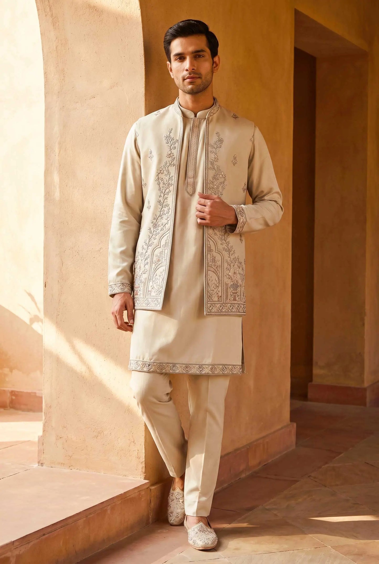 Light Pink 3 PCS Set With Embroidery Work