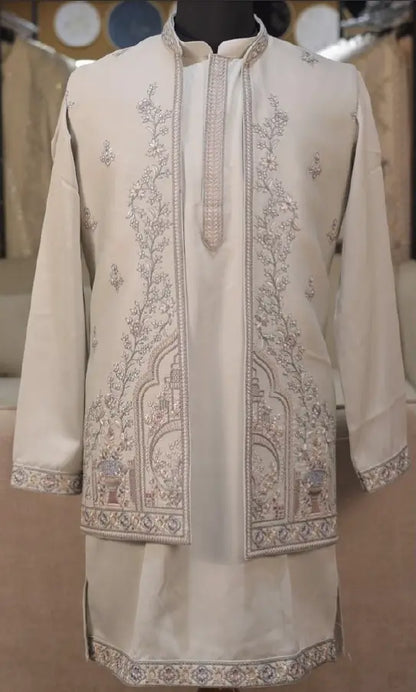 Light Pink 3 PCS Set With Embroidery Work