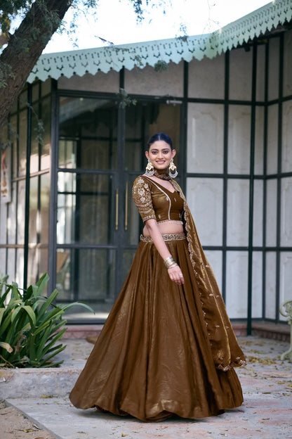 Antique Bronze Fendi Embroidery Lehenga Choli